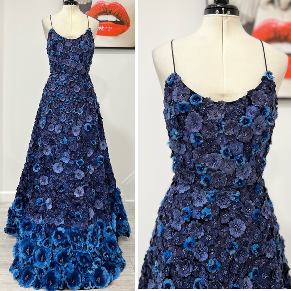 Alice and Olivia Dominique Floral-Embellished Ball Gown - Picture 3 of 13